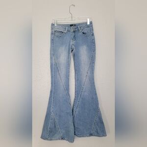 Fashion Nova Super Flare Bell Bottom Blue Denim Jeans